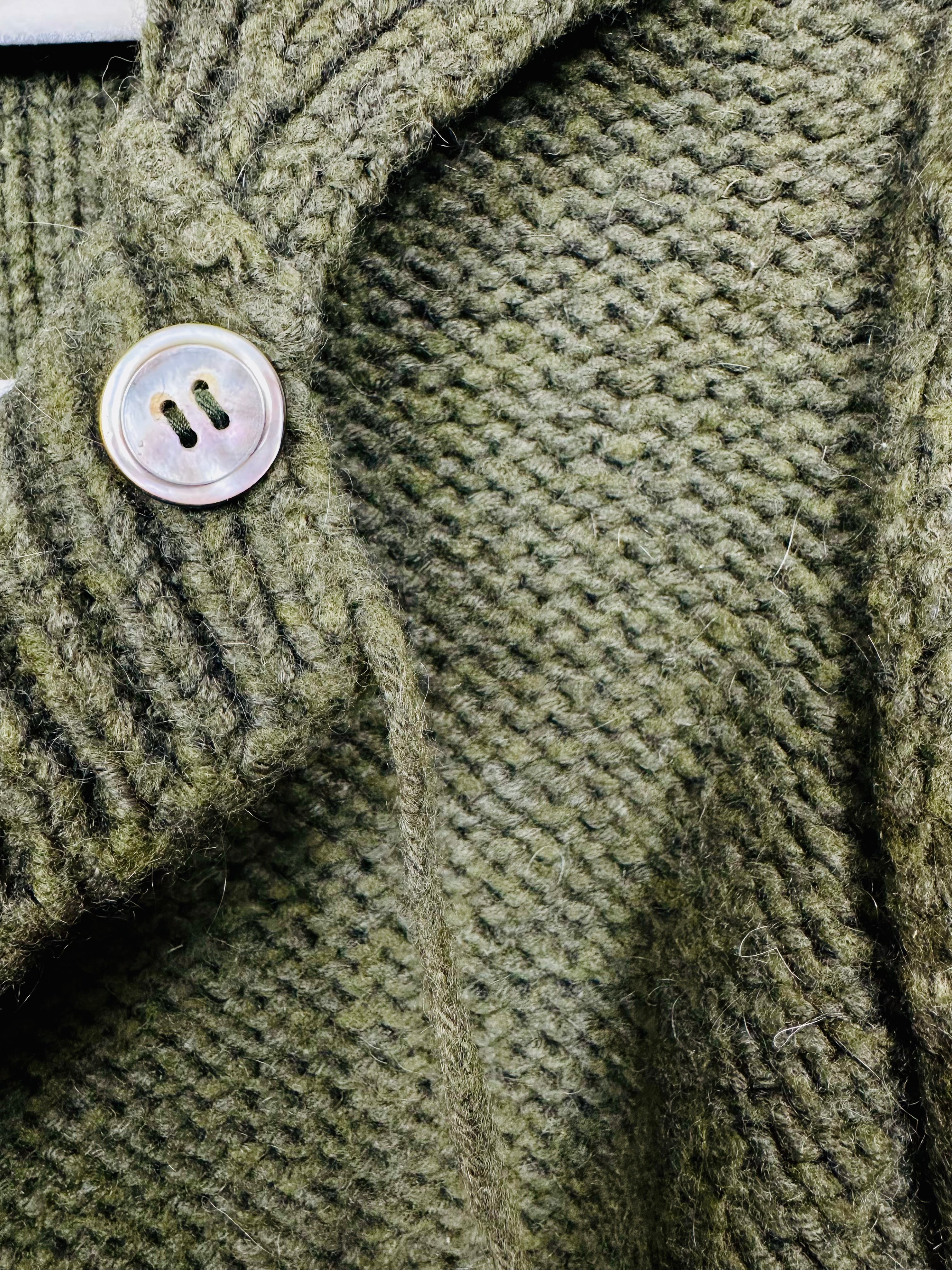 Navy Green Wool Cardigan