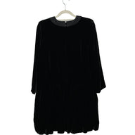 COS Loose-fitting Pleated Velvet Black dress